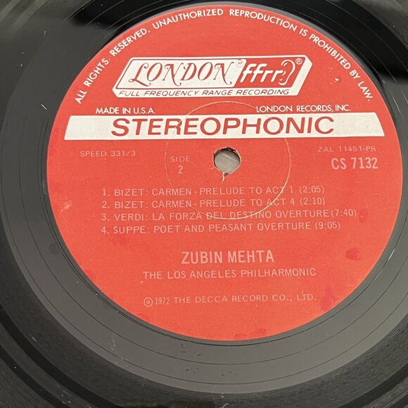 Mehta Bolero Sensational Orchestral Showpieces Vinyl LP 1972 London CS 7132 - Picture 5 of 8